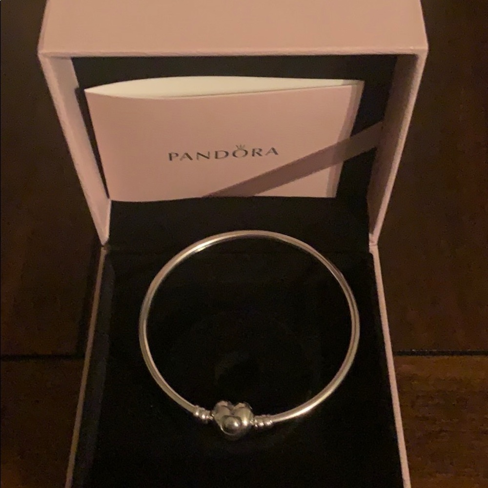 Bangle Bracelet with Logo Heart Clasp
